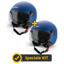 Kit Coppia Rapid III Blu Opaco - 2 Caschi Jet Befast Doppia Visiera