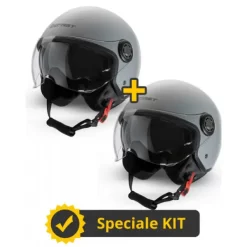 Kit Coppia Rapid III Grigio Opaco - 2 Caschi Jet Befast Doppia Visiera