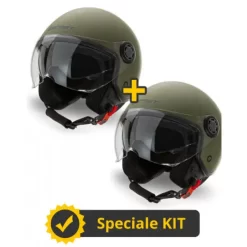 Kit Coppia Rapid III Verde Militare Opaco - 2 Caschi Jet Befast Doppia Visiera