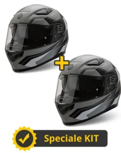 Kit Coppia Ventus Argento Nero - 2 Caschi Integrali Befast