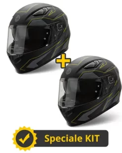 Kit Coppia Ventus Nero Giallo - 2 Caschi Integrali Befast