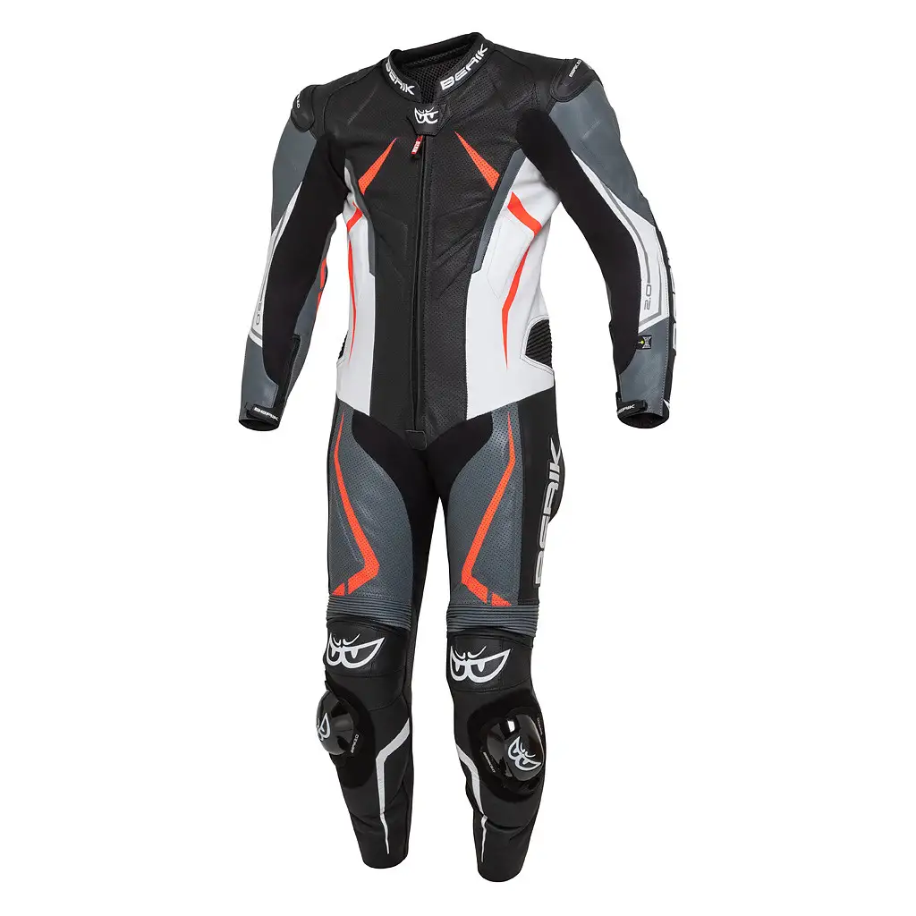 Tuta Pelle Racing Intera Berik RUSH X Con Protezioni Spalle In Alluminio Nero Grigio Bianco 2 Tuta Pelle Racing Intera Berik RUSH X Con Protezioni Spalle In Alluminio Nero Grigio Bianco - immagine 2