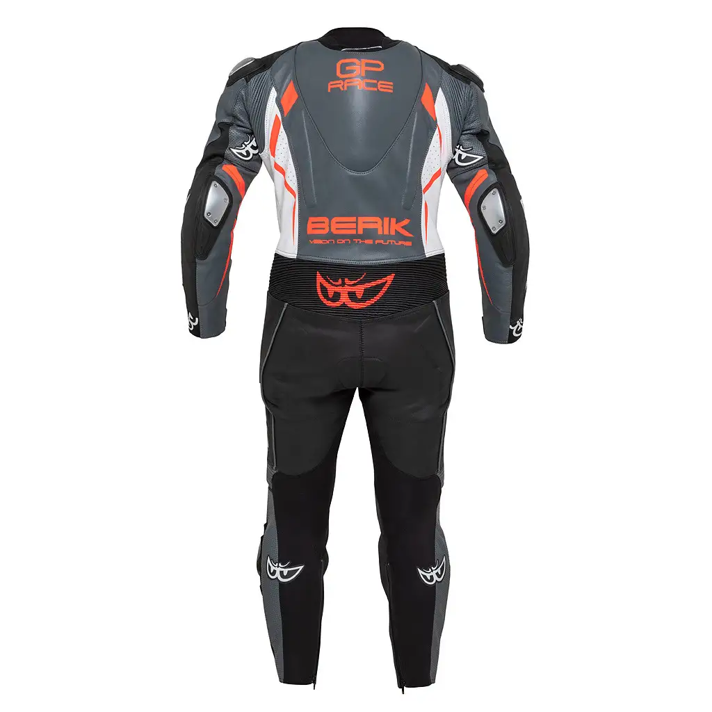 Tuta Pelle Racing Intera Berik RUSH X Con Protezioni Spalle In Alluminio Nero Grigio Bianco 3 Tuta Pelle Racing Intera Berik RUSH X Con Protezioni Spalle In Alluminio Nero Grigio Bianco - immagine 3