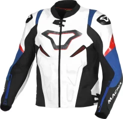 Giacca Moto Pelle Macna Pointer Bianco Nero Blu