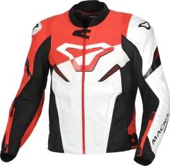 Giacca Moto Pelle Macna Pointer Bianco Rosso Nero