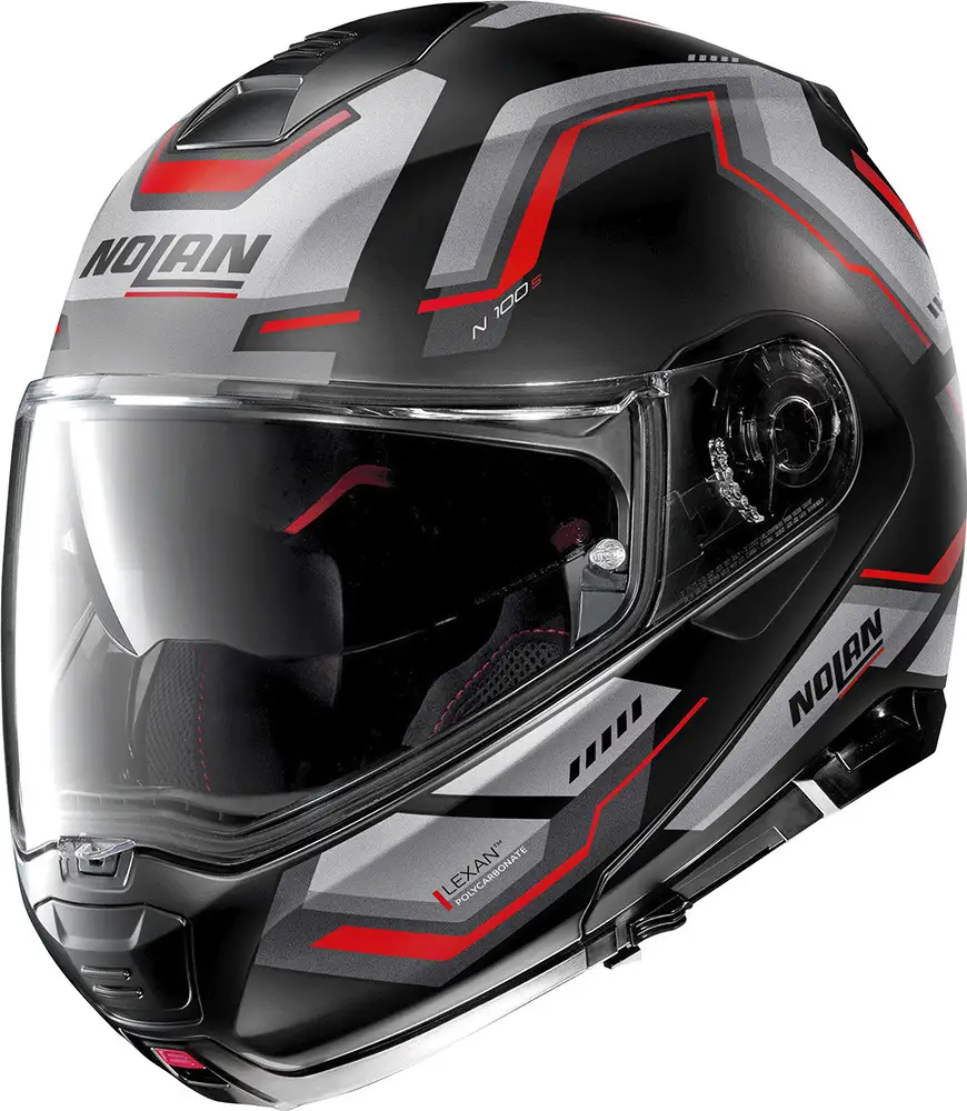 Casco Modulare Nolan N100-5 UPWIND N-COM Nero Grigio Rosso 1 Casco Modulare Nolan N100-5 UPWIND N-COM Nero Grigio Rosso
