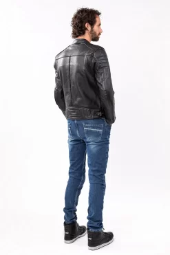 Giacca Moto Pelle Estiva Carburo SOLARIS CE Certificata Nero -Accessori Moto shooting carburo solaris nero