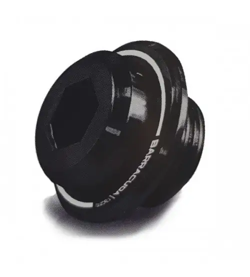 Tappo Olio Motore Barracuda Ø35 In Alluminio Anodizzato Nero Per Kawasaki
