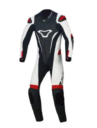 Tuta Moto Bambino Pelle Intera Macna Junior Nero Bianco Rosso