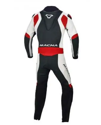 Tuta Moto Bambino Pelle Intera Macna Junior Nero Bianco Rosso - immagine 2