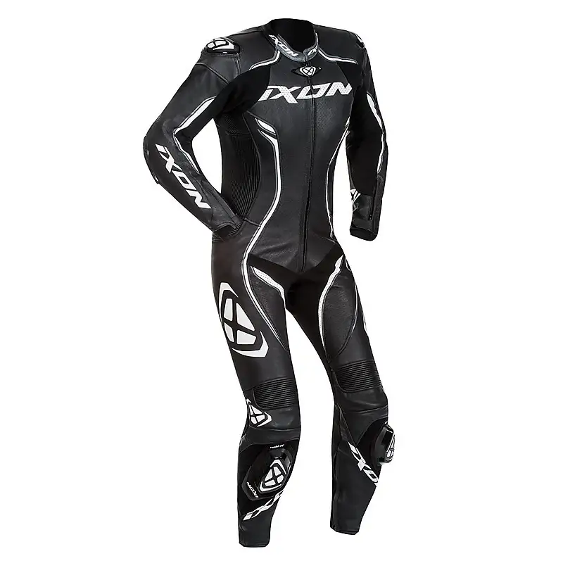 Tuta Moto Donna Pelle Estiva Ixon VORTEX LADY Nero Bianco