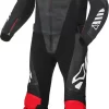 Tuta Moto Pelle Divisibile Macna Tracktix Nero Bianco Rosso