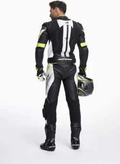 Tuta Moto Pelle Divisibile Spyke ESTORIL SPORT Nero Bianco Giallo Fluo -Accessori Moto tuta moto pelle divisibile spyke estoril sport nero bianco giallo fluo5