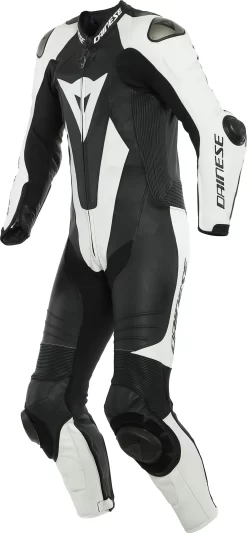 Tuta Moto Pelle Intera Estiva Dainese Laguna Seca 5 Traforata Nero Bianco
