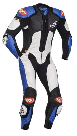 Tuta Moto Pelle Intera Ixon VENDETTA EVO Nero Bianco Blu