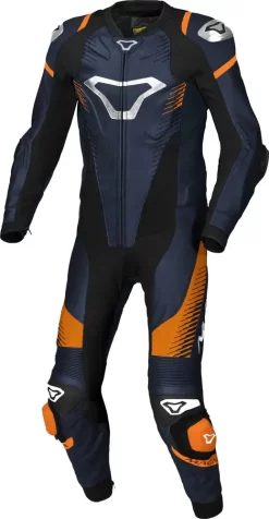 Tuta Moto Pelle Intera Macna Tronniq Nero Blu Arancione