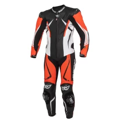 Tuta Pelle Racing Intera Berik LS1-191314 CE Certificata Nero Bianco Rosso Fluo