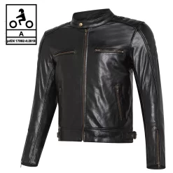 Giacca Moto Pelle Carburo TWISTER Certificata CE Nero