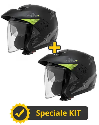 Kit Coppia Volt Grigio Giallo Nero - 2 Caschi Jet Befast Con Omologazione ECE 06 2 Kit Coppia Volt Grigio Giallo Nero - 2 Caschi Jet Befast Con Omologazione ECE 06 - immagine 2